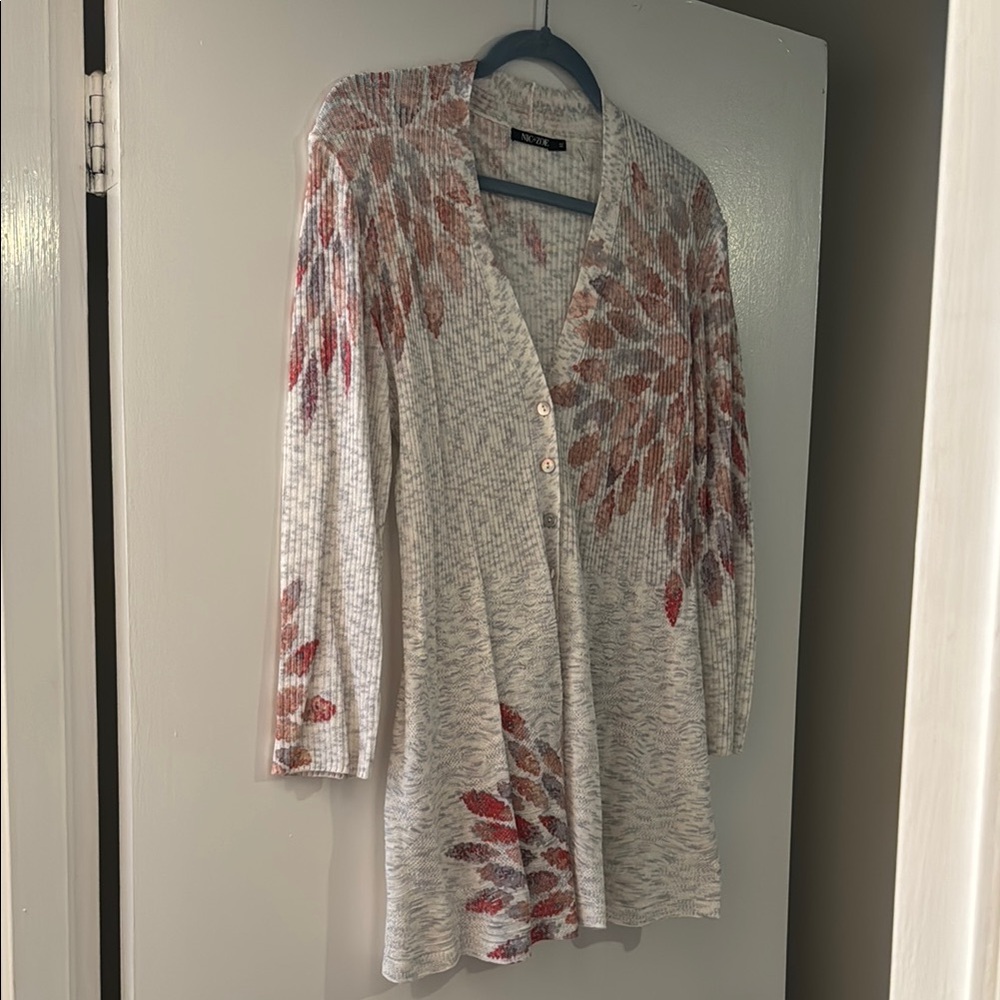 Nic + Zoe  Floral Knit Duster Cardigan Size M - Picture 4 of 10